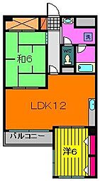 コーポホリウチ 1階2LDKの間取り