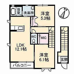 ハピネス　壱番館 2階2LDKの間取り