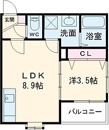 Riva鳥栖本町 1階1LDKの間取り