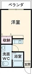 ワコーレ城内 2階ワンルームの間取り