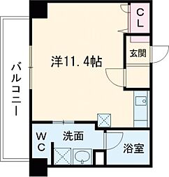 コネクト新水前寺 6階ワンルームの間取り