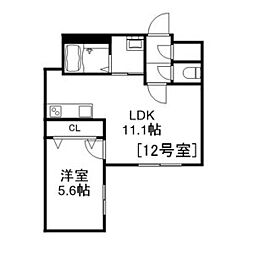 Alivis美園 3階1LDKの間取り