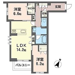 埼玉高速鉄道 浦和美園駅 徒歩10分の賃貸マンション 1階2LDKの間取り