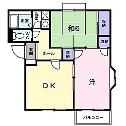 プラティークｉ 1階2DKの間取り