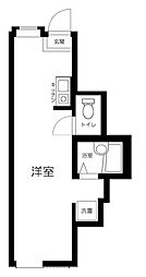 コクーン北町 1階ワンルームの間取り