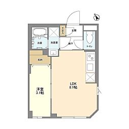 ウェルスクエア馬込II 4階1LDKの間取り