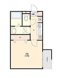 北坂戸ヒルズ 1階1Kの間取り