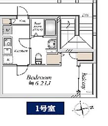 北坂戸ヒルズ 3階1Kの間取り
