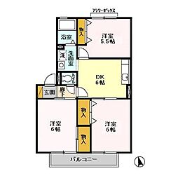 レインボーハイツ　II番館 1階3DKの間取り