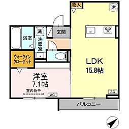 グレイスガーデン赤渋 3階1LDKの間取り