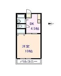 カーサ天神 1階1DKの間取り