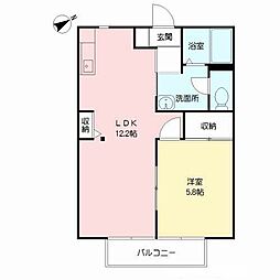 シャーメゾン不知火 2階1LDKの間取り