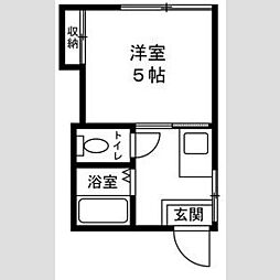 成田ハイツ 2階1Kの間取り