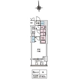 スプランディッド上本町WESTII 1Kの間取図画像