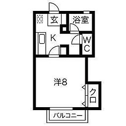 アスコット保春院 1階1Kの間取り