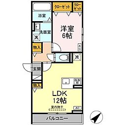 D-avanceつつじが丘II 3階1LDKの間取り