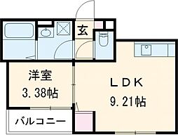 GAIA櫛原 3階1LDKの間取り