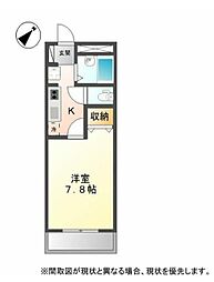 ディアタウンカワスミ 1階1Kの間取り