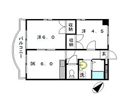 カームリヴ 8階2DKの間取り