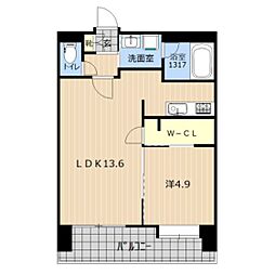 LIBTH平成WEST 3階1LDKの間取り