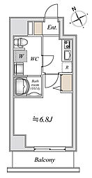 LIME RESIDENCE HIGASHINAKAYAMA 6階1Kの間取り