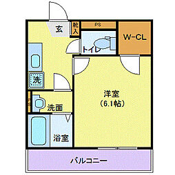 ヴィレッタ晩翠 1階1Kの間取り