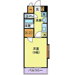 PINE上杉 1Kの間取図画像