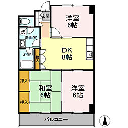 一ツ橋レジデンス 2階3DKの間取り