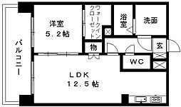 熊本市電A系統 祇園橋駅 徒歩5分の賃貸マンション 2階1LDKの間取り