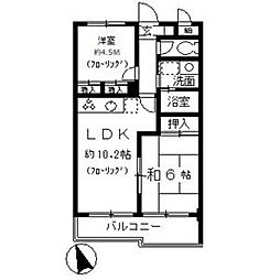 グランドール大幸II 1階2LDKの間取り