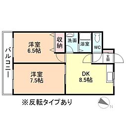 ベルトピアＫＩＴＡＤＡＩ 2階2DKの間取り