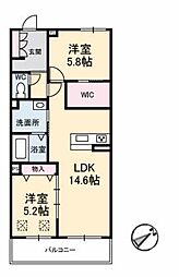 風の音 2LDKの間取図画像