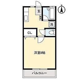 ハイツ・レインボー 2階1Kの間取り