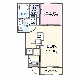ラ・ヴィット 1階1LDKの間取り