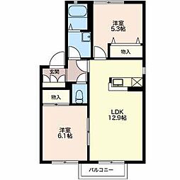 タウンズ碧A 2階2LDKの間取り