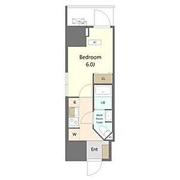 Alivis船橋East.West 9階1Kの間取り