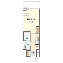 Alivis船橋East.West 11階1Kの間取り