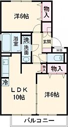 ロイヤルガーデン小佐世保　C棟 3階2LDKの間取り