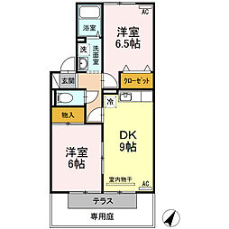コンフォート　III棟 1階2DKの間取り