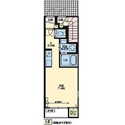 Prandre 1階ワンルームの間取り