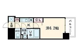 JR東西線 海老江駅 徒歩8分の賃貸マンション 12階1Kの間取り