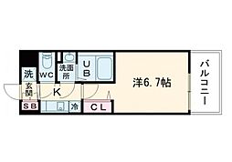 Alivis福島海老江(旧:フォーリアライズ福島ルノン) 11階1Kの間取り