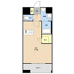 ＬＥＧＥＮＤ水前寺 12階ワンルームの間取り