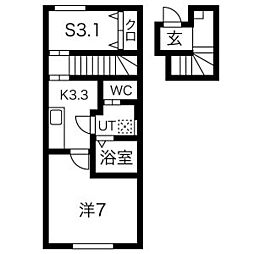 RESI大沢川原II 2階1SKの間取り