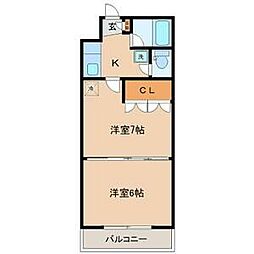 イーグルハイツ萩野町 4階2Kの間取り