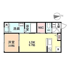 ＡＬＭＯ 1階1LDKの間取り