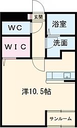 Avance 1階1Kの間取り