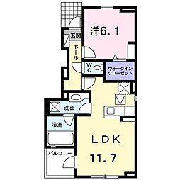 サニーベル2 1LDKの間取図画像