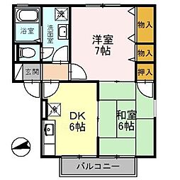 アットホーム花　B 2階2DKの間取り