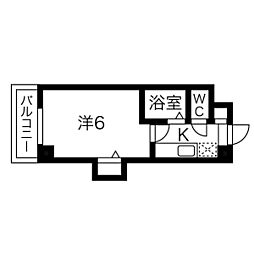 パラドール魚住II 3階1Kの間取り